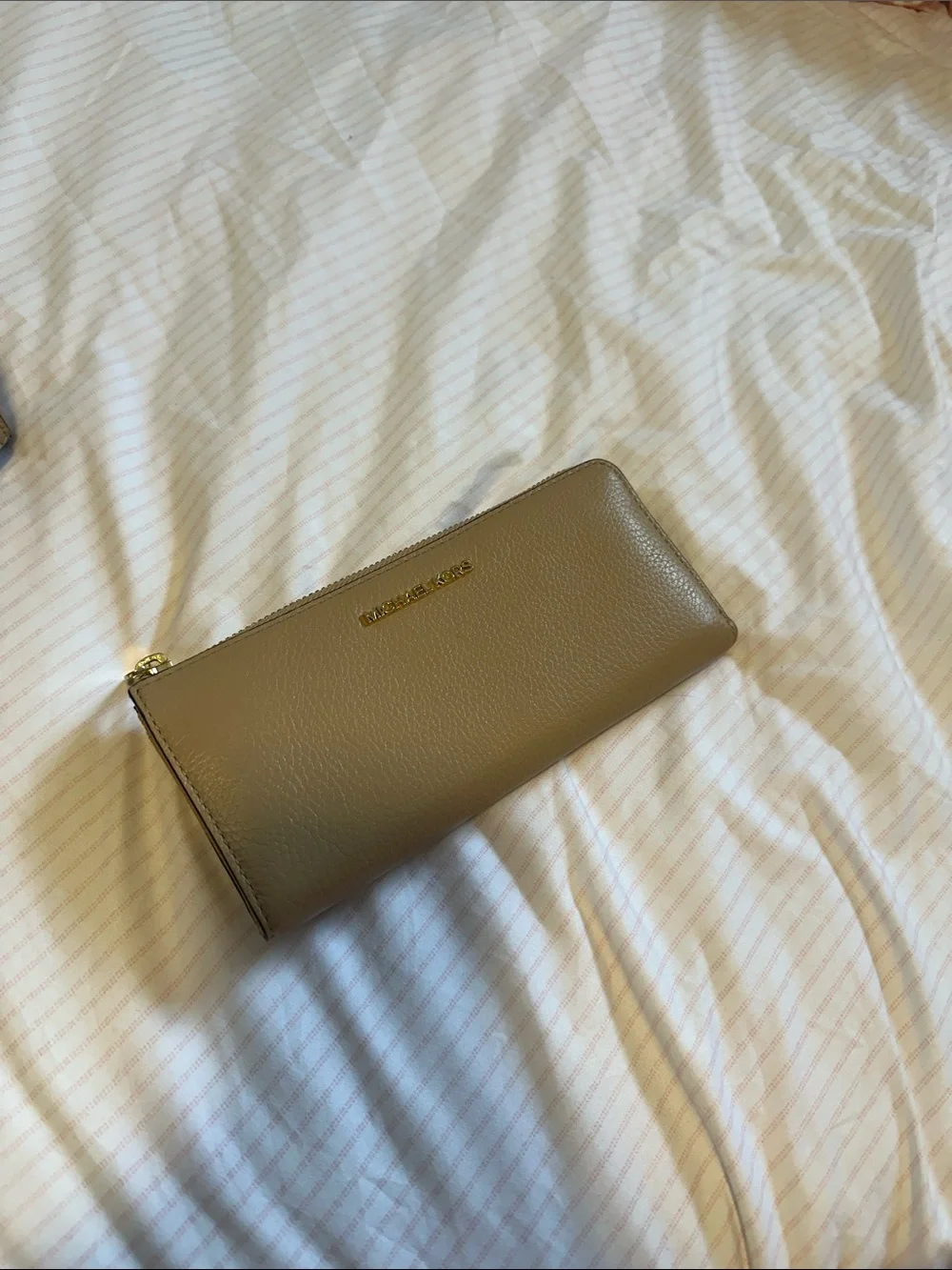 Michael Kors Beige Leather Top-Handle Satchel with Matching Zip Wallet